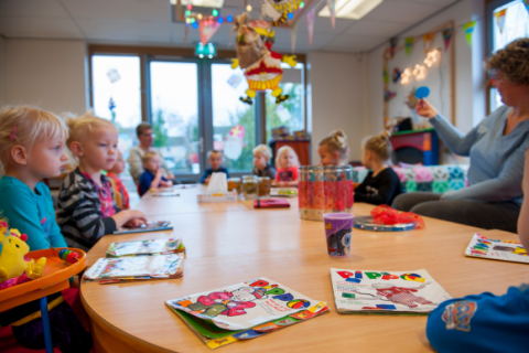 KDV, PS samen met Puk aan tafel
